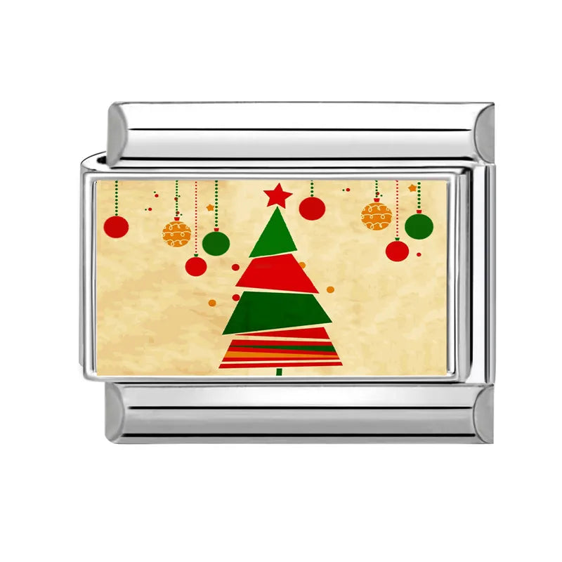 Fashion Christmas Charm Xmas Color Lights Trees Cane Candy Italian Charm Links Fit 9mm Stainless Steel Bracelet DIY Making Gifts Qme Style 2