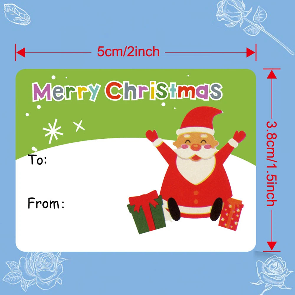 500PCS/Roll, Christmas Gift Label Stickers, Various Styles and Patterns, Universal Self-Adhesive Labels for Holiday Gift Packagi Qme