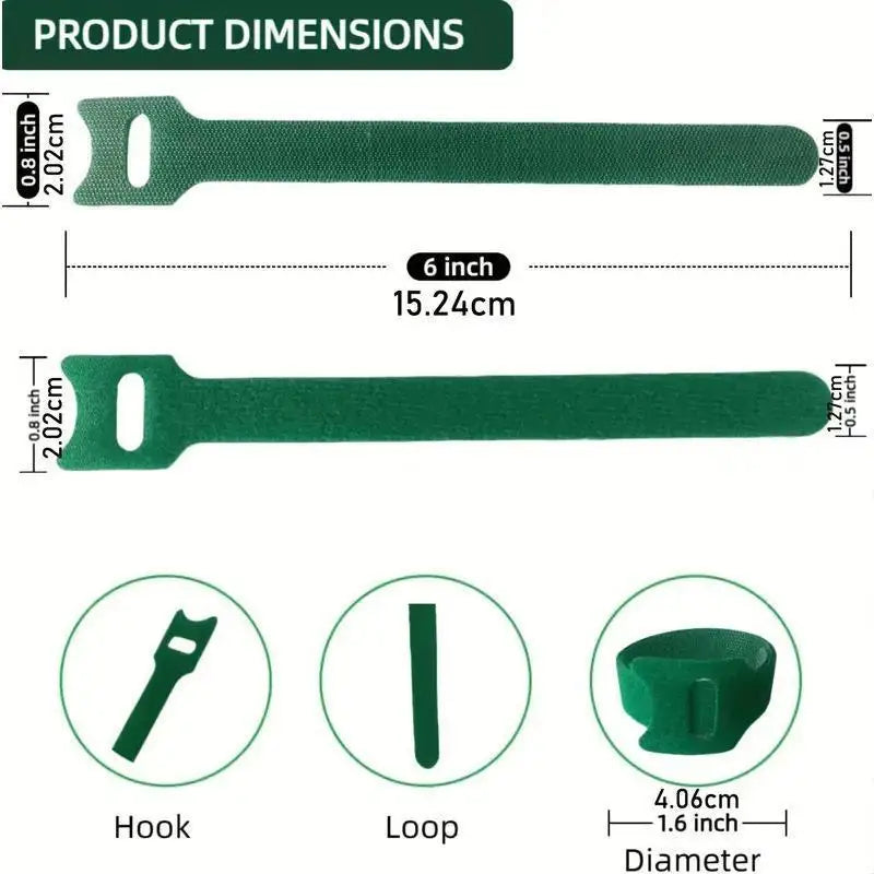 50 Reusable Non-slip Nylon Plant Ties Hook Loop Fasteners Adjustable Qme