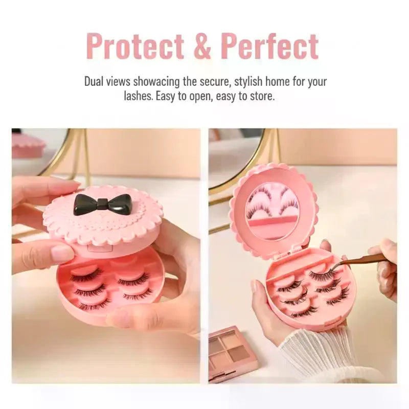 False Eyelash Storage Box Makeup Organizer Mirror Easy Clean Holder Qme