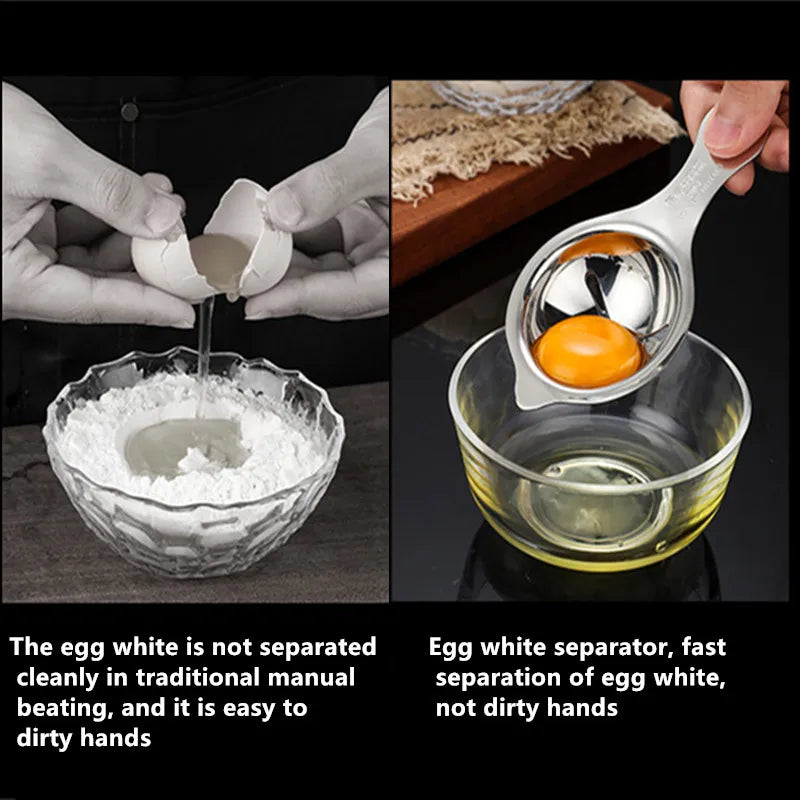 Stainless Steel Egg White Yolk Separator Tool Baking Accessories Kitchen Tool Egg Divider Baking Cooking Hand Egg Gadget Qme