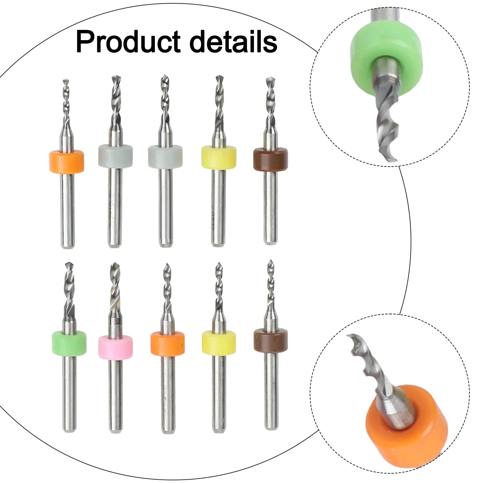 1 Set 10pcs Drill Bits Coated Large Chip Space PCB Milling Cutters Circuit Board Carving Knives Power Tool Accessories Qme Default Title
