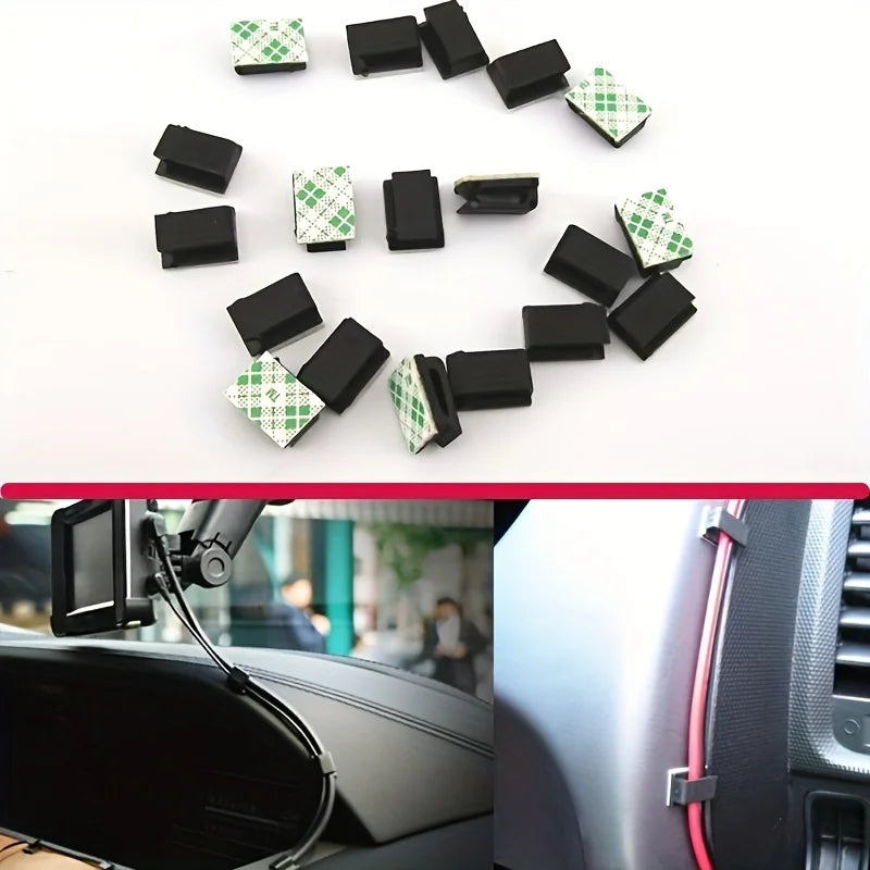 -adhesive Car Fixed Clip Car GPS Data Cable Light Cord Decorative Wire Fixing Organizer Wire Management Harness Clamp Qme Black