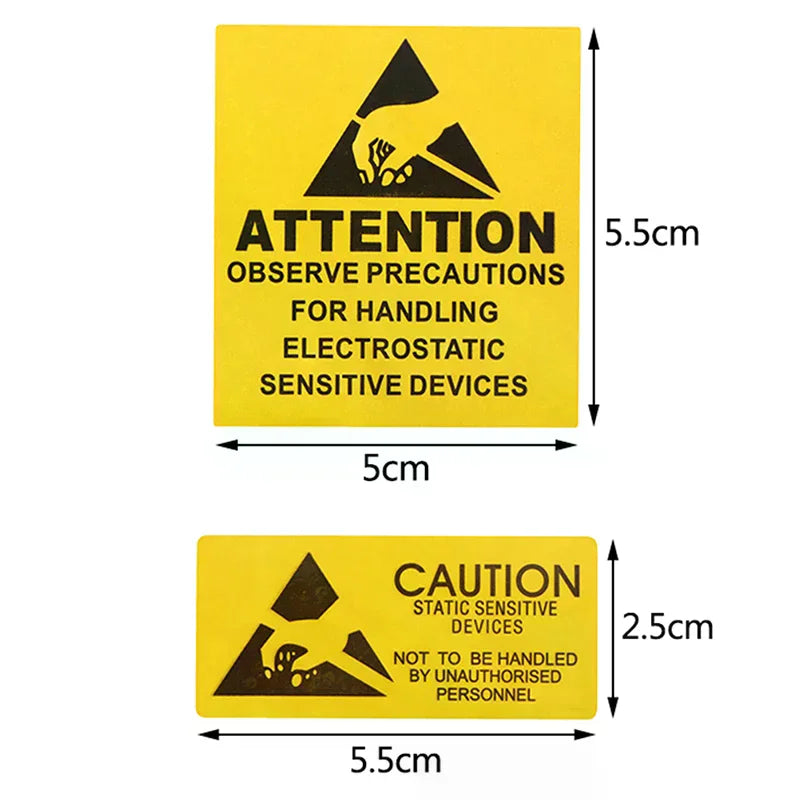 Attention Caution Sticky Sticker Adhesive Warning Label Reminder ESD Qme