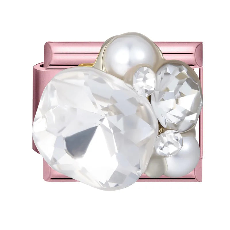 Wholeasle Shiny Round Zircon Bow Beautiful Stars Italian Charm Links