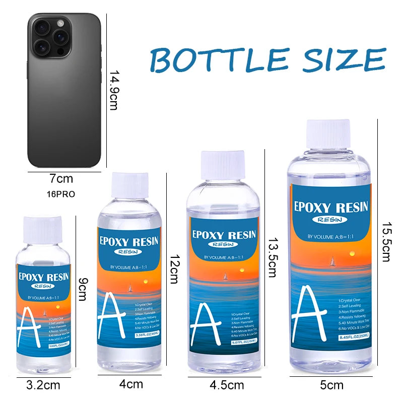 Epoxy Resin Crystal Clear Kit Easy Mix 1:1 Coating and Casting Resin for Table Top, Molds, Tumbler Crafts, Painting, Jewelry DIY Qme