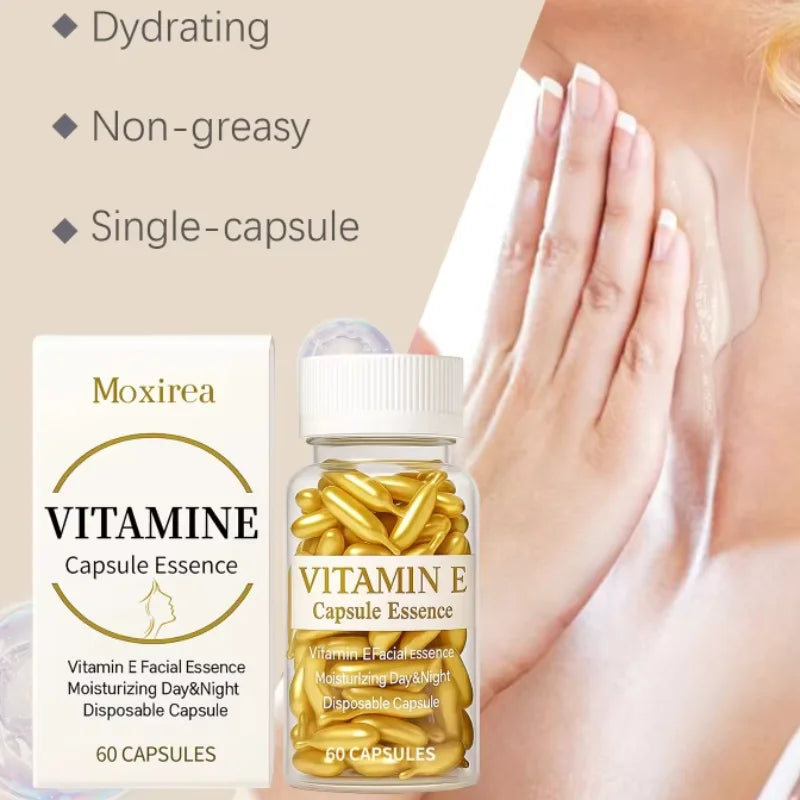 60 Capsules Serum Vitamin E Lightweight Texture Moisturizing Qme