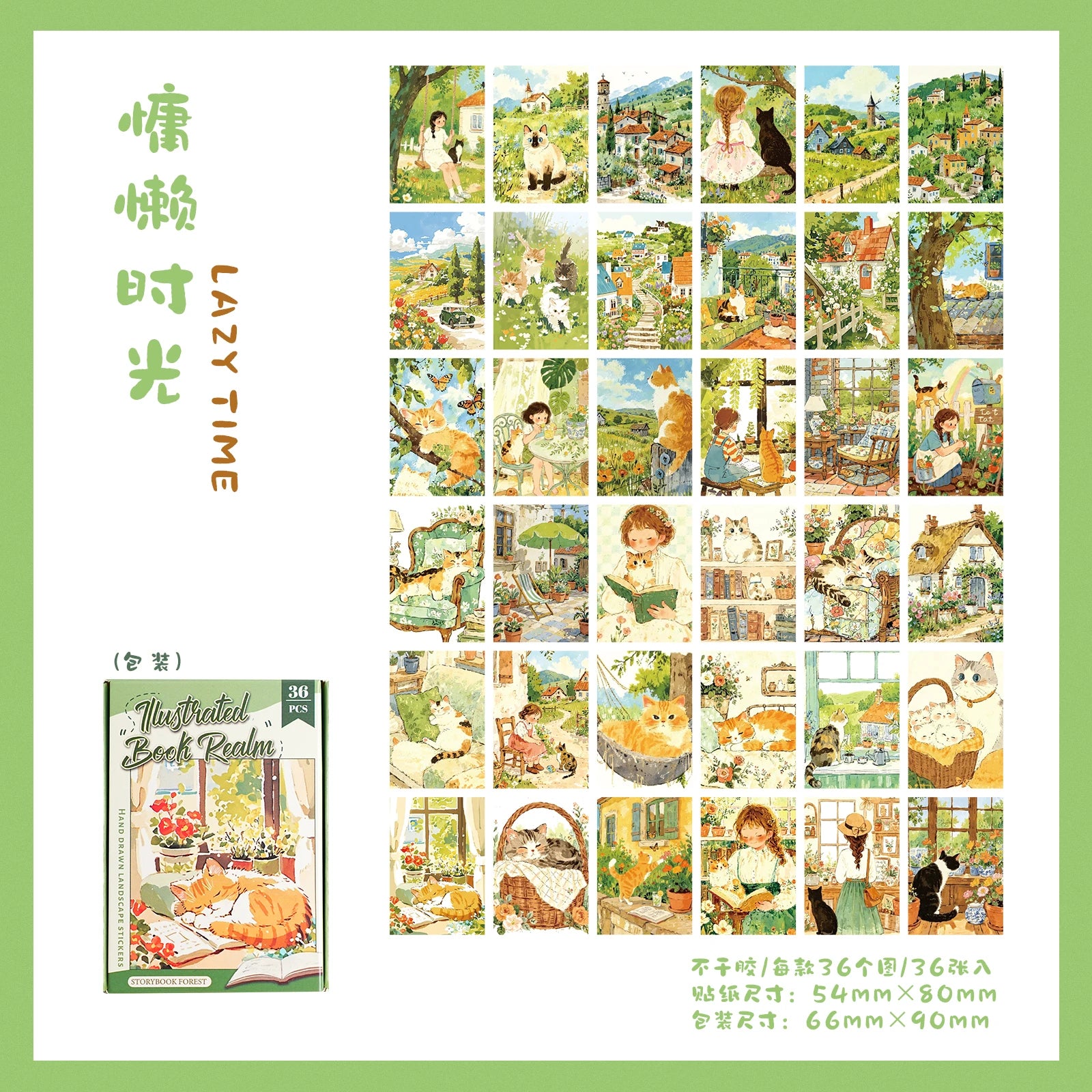 36pcs/box Kawaii Self-adhesive boxed stickers planner handbook scrapbook DIY decorative Journal sticker cute stationery stickers Qme D
