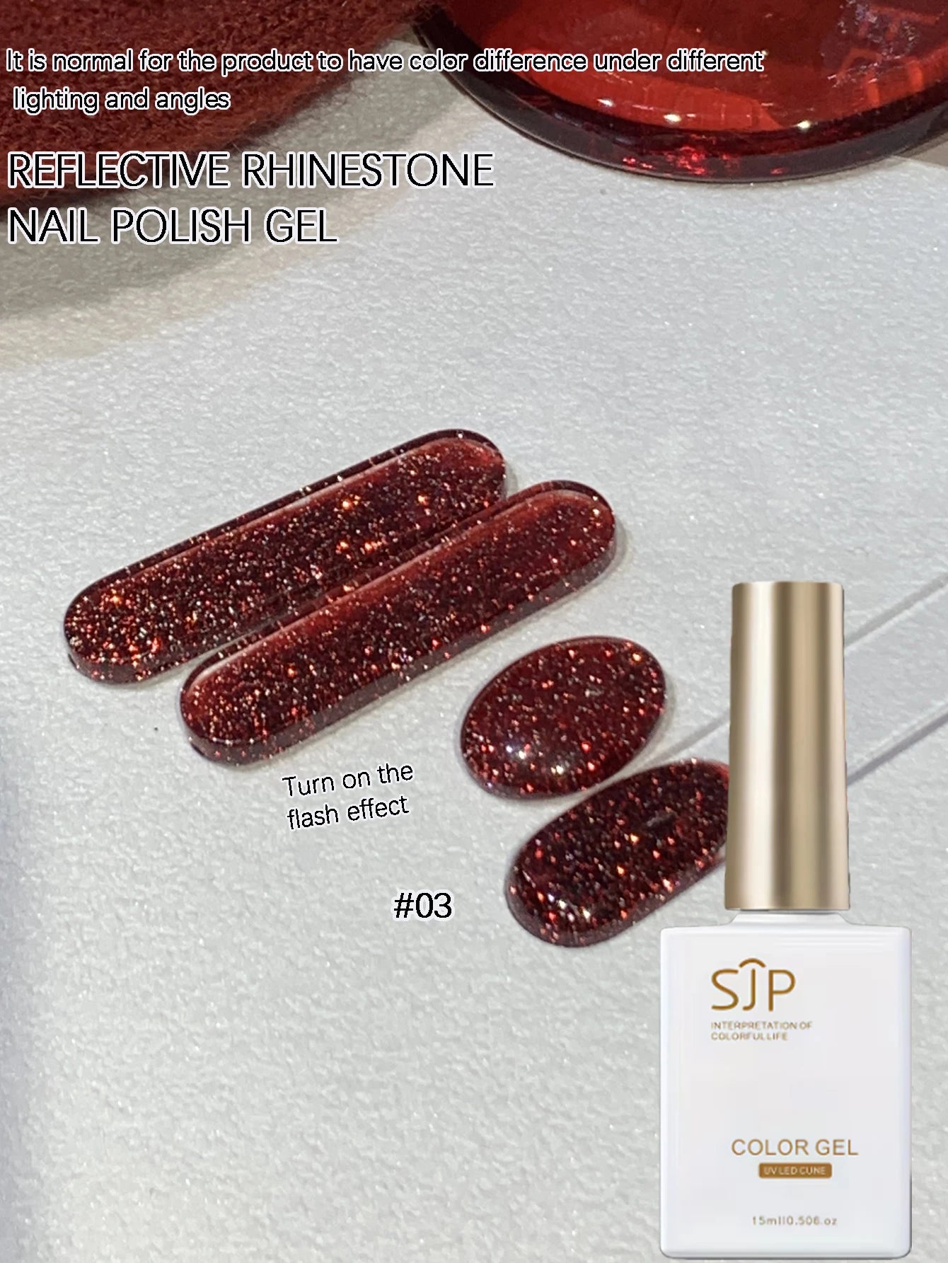 Reflective Clubbing Rhinestone Gel UV Nail Polish Silver Burgundy Qme 03