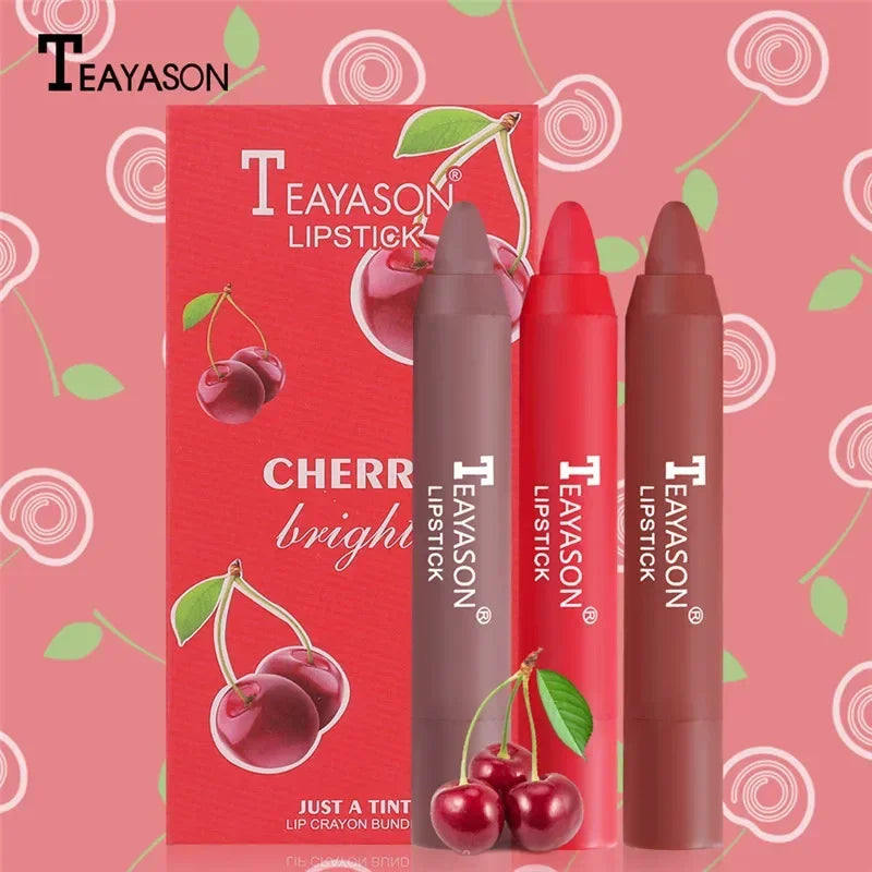 3pcs/set Velvet Matte Lipsticks Set Long Lasting Waterproof Sexy Red Nude Lip Stick Tint Pen Natural Makeup Beauty Cosmetic Qme