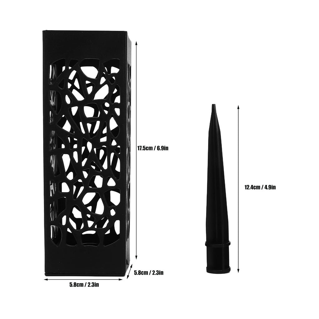2Pcs Cemetery Grave Vase Black Column Hollow Design Ground Insert Memorial Flower Holder Easy Installation Grave Decoration Qme