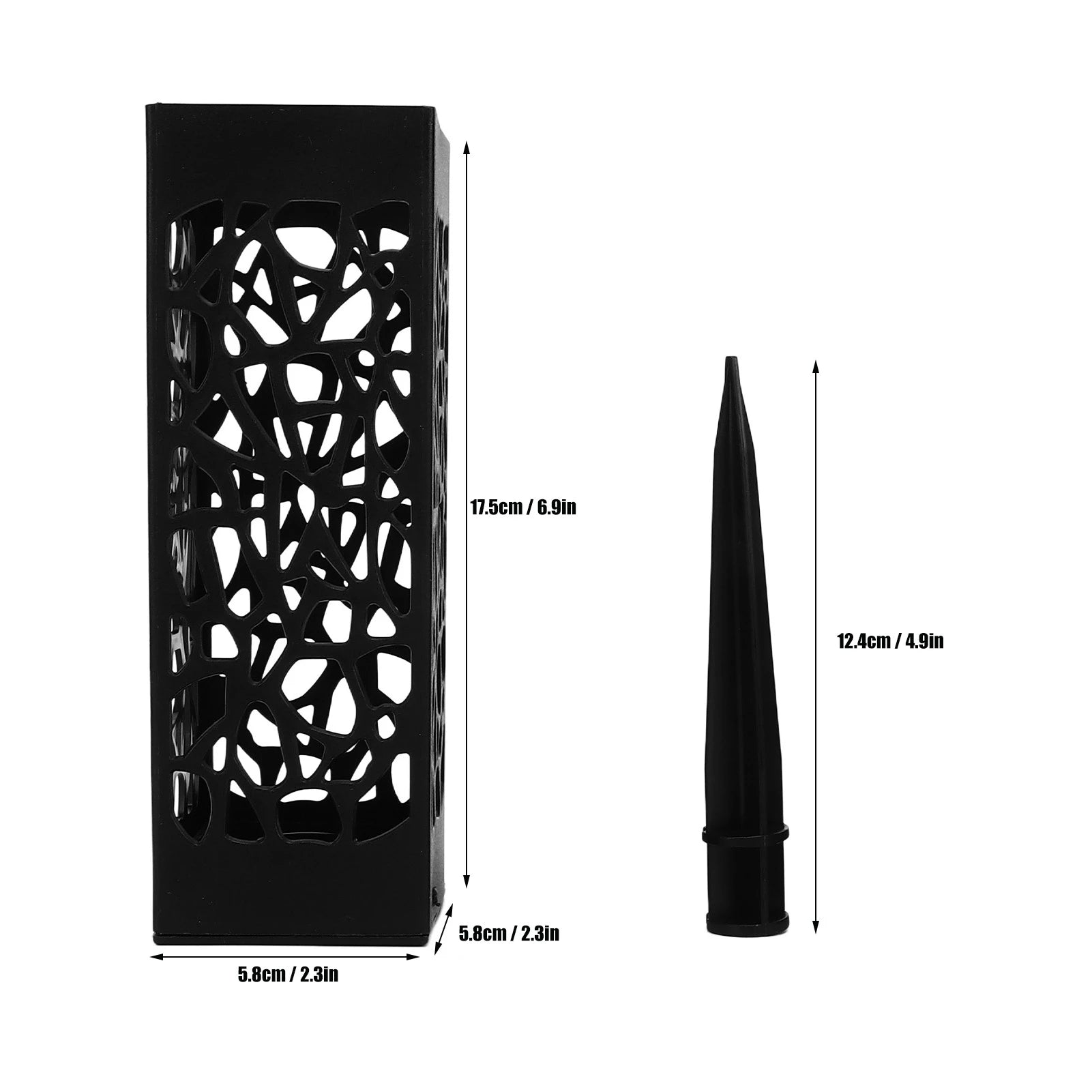 2Pcs Cemetery Grave Vase Black Column Hollow Design Ground Insert Memorial Flower Holder Easy Installation Grave Decoration Qme