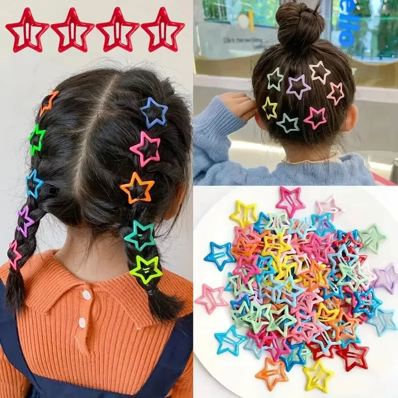 10/30/50pcs Colorful Star BB Hair Clips Girls Y2K Cute Star Barrettes Women Simple Metal Snap Clip Headdress Hair Jewelry Access Qme
