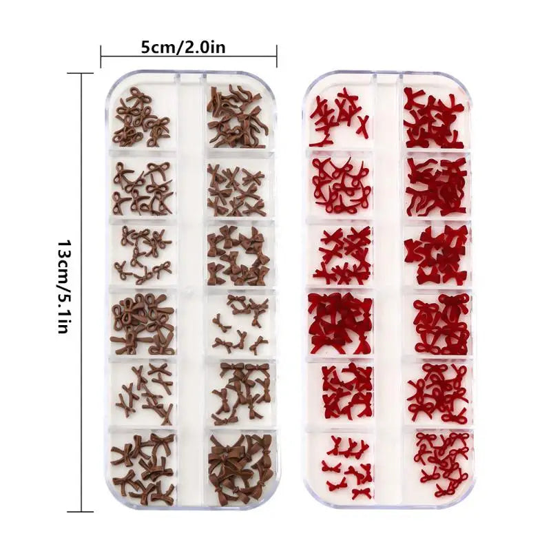 12 Grids Box Diy Manicure Decoration Supplies Accessories Bow Nail Qme