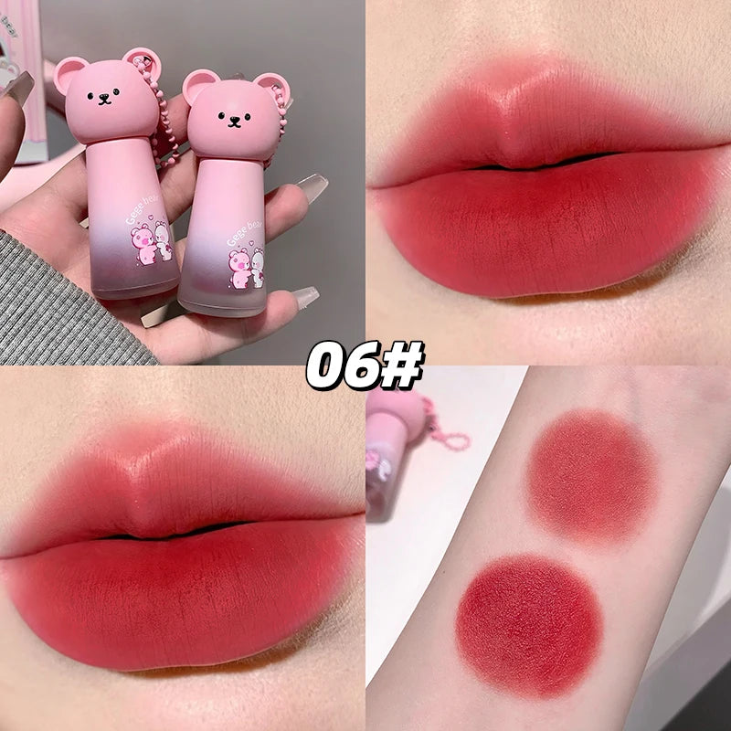 Gege Bear Cute Pendant Matte Lip Glaze Velvet Clay Long-lasting Qme GX1392-6
