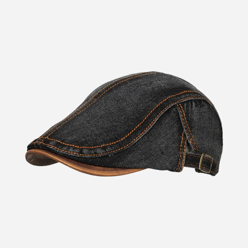 Fashion Cotton Washed Denim Newsboy Caps Adjustable British Peaked Qme Style 1