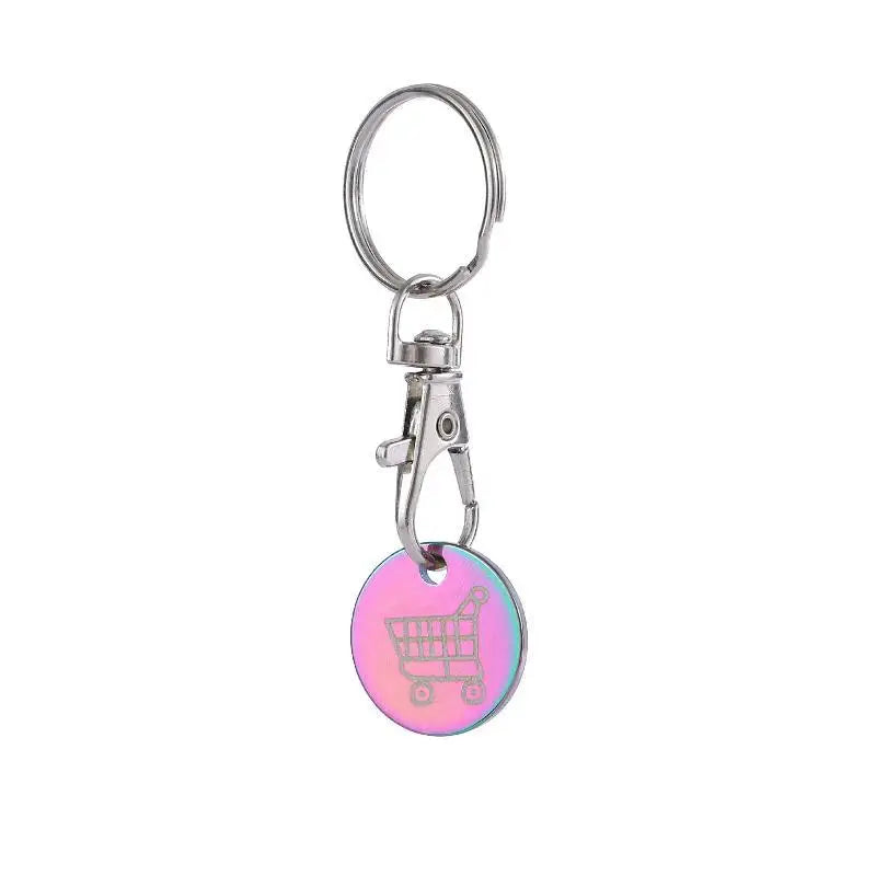 1 PCS Supermarket Token Keychain, Stainless Steel Mini Shopping Cart, Portable Stylish Pendant Qme Pink