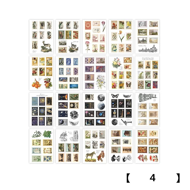4 Design 20 Pcs/set Stickers Vintage Animal Plant Insect PET Transparent Decoration Sticker For Diary Scrap Book Stationery Qme D