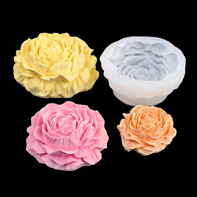 Rose Flower Mold Peony Candle Silicone Cake Chocolate Soap Qme 3PCS