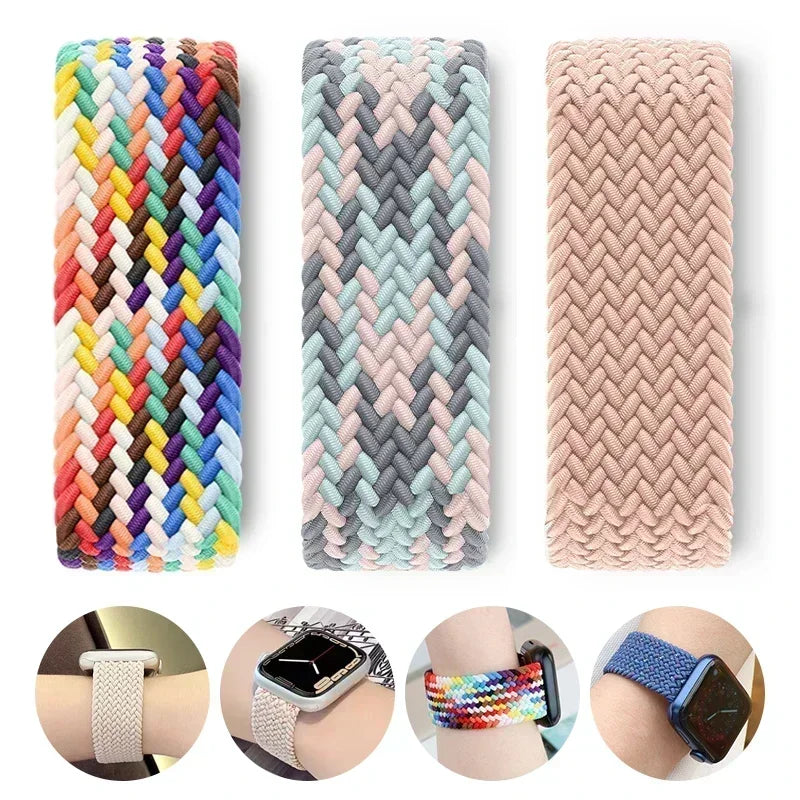 Braided Solo Strap For Apple Watch Band 45mm 49mm 44mm 42mm 41mm 40mm Nylon Correa Bracelet iWatch series 9 7 SE 6 8 5 Ultra 4 3 Qme