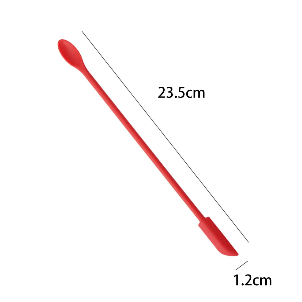 1Pc Silicone Double-End Cosmetic Spoons Odorless Mini Jar Scraper Set for Candle Making, Makeup & Beauty Product Residue Removal Qme Red 23.5