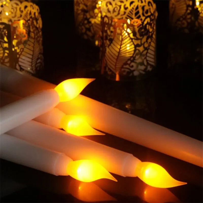 LED Flameless Flickering Taper Candles 3D Wick Candles Lamp with Remote Control Tea Lights Wedding Home Decor Battery Operated Qme