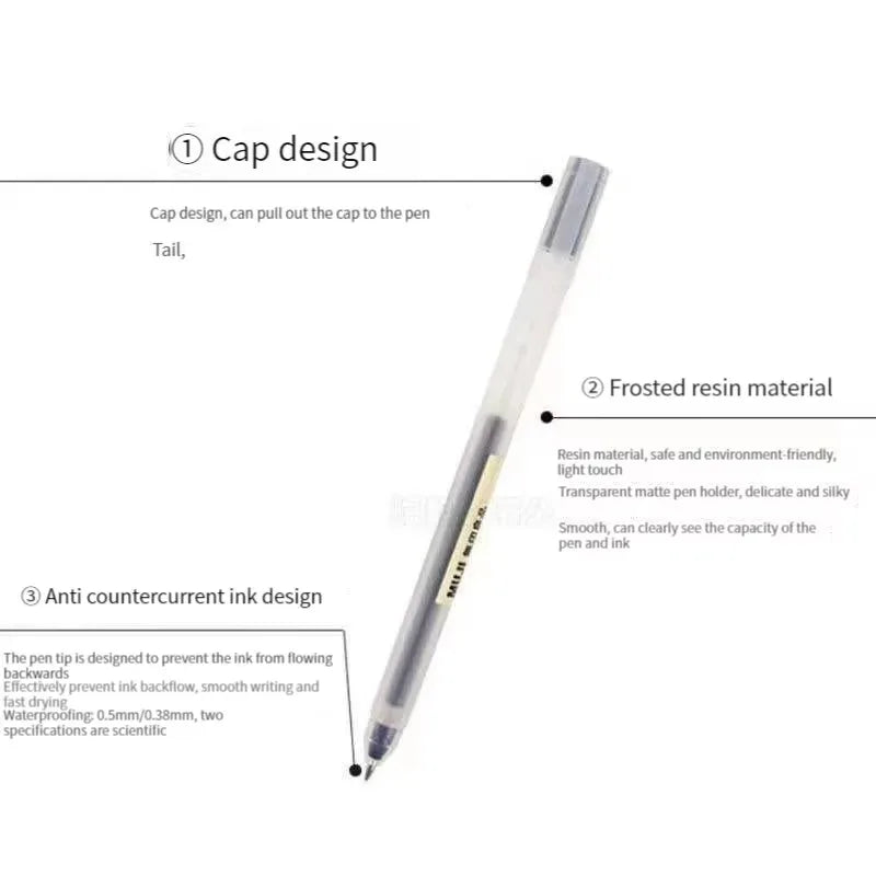 3-6Pcs/Set 0.38mm Kawaii MUJIs Gel Pen Black/Red/Blue Ink Gel Pen Office School Ballpoint Pen Writing Stationery Qme