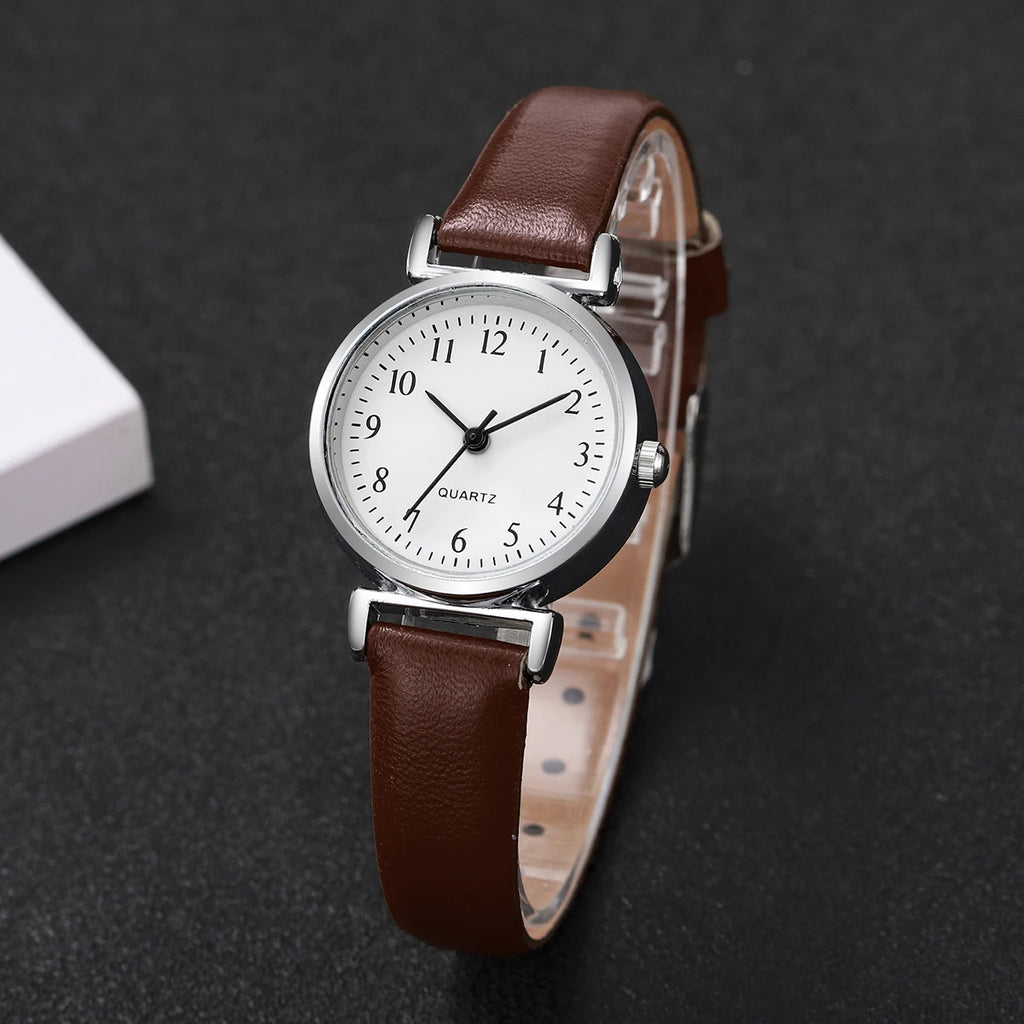 Moda pequeno mostrador feminino relógios simples pulseira de couro analógico relógio de pulso de quartzo para senhoras reloj muj Qme