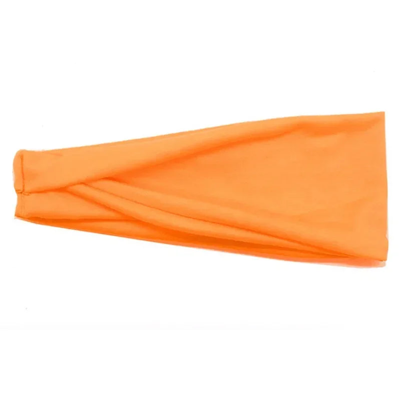 Women Headband Twist Cotton Sport Wide Turban Twisted Knotted Qme Orange 10cm-22cm