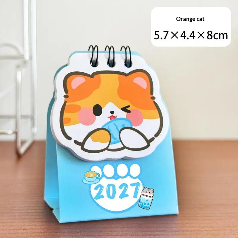 2026 Year Cartoon Cat Desktop Mini Desk Calendar Clock Program Student Qme A2
