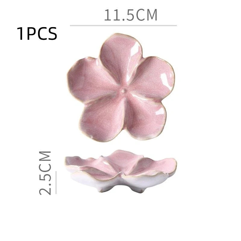 1PCS Ceramic Craft Dish Flower Shaped Small Dish Creative Dipping Sauce Small Dish Multi-color Kiln Transformed Dish Gift Qme Pink