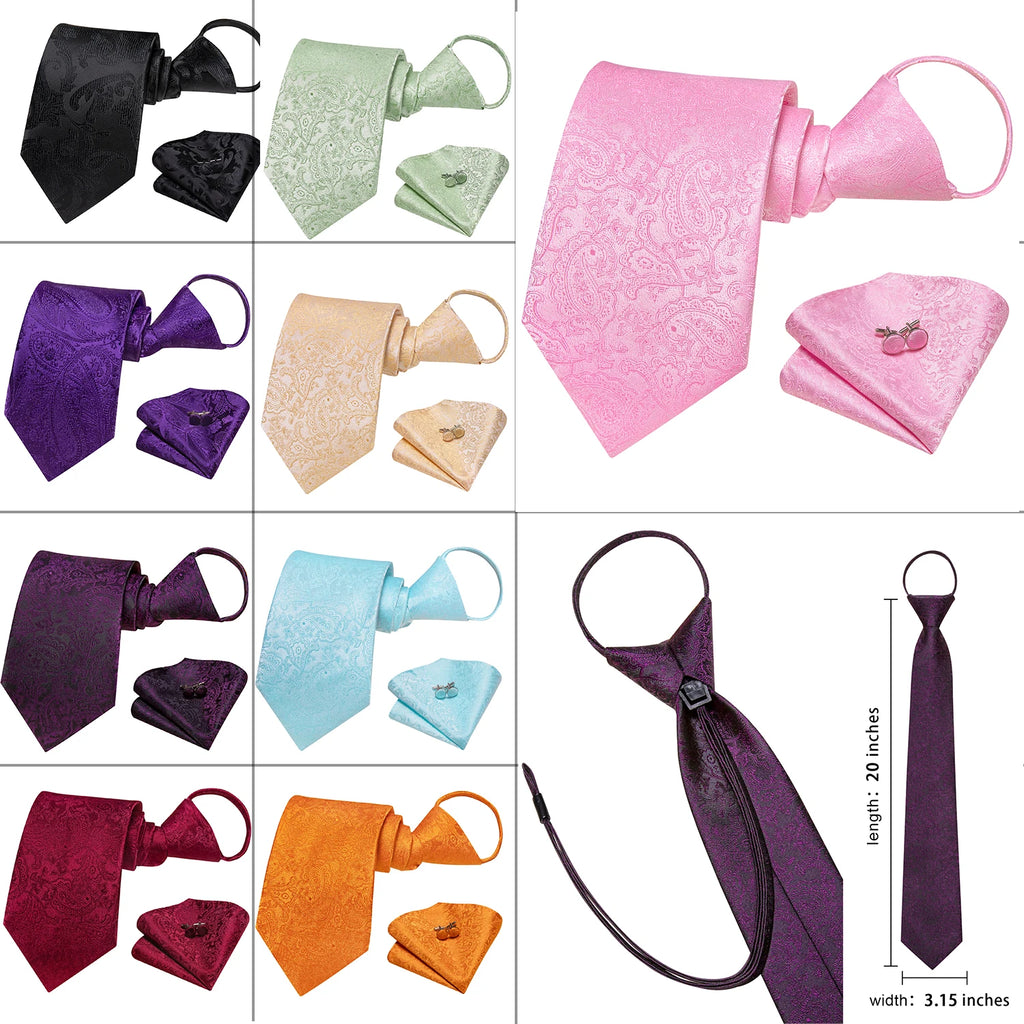 27 Colors Hi-Tie Mens Tie Pre tied adjustable zipper neck strap for men 3.15 inches for office graduation school uniform Qme