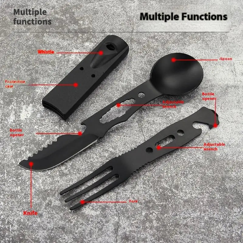 Multi Functional Camping Knives Tableware Outdoor Stainless Steel Qme