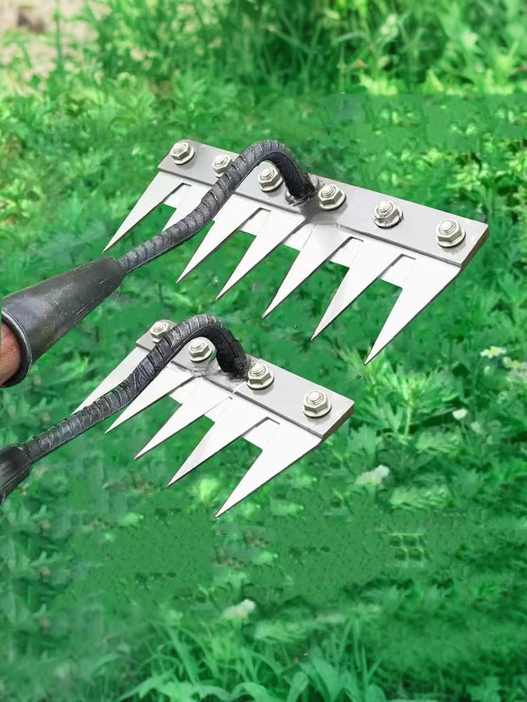 Steel Garden Weeding Rake Multi-use Agricultural Straw Hoe 5 6 Teeth Qme