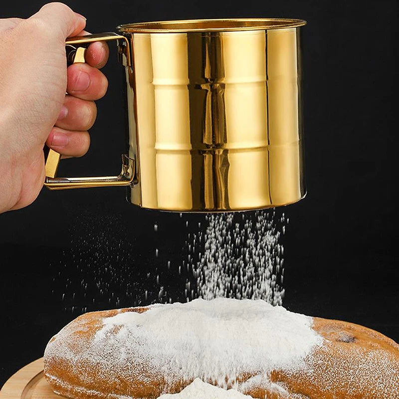 Stainless Steel Icing Sugar Filter Cup Strainer Semi-automatic Fine Qme