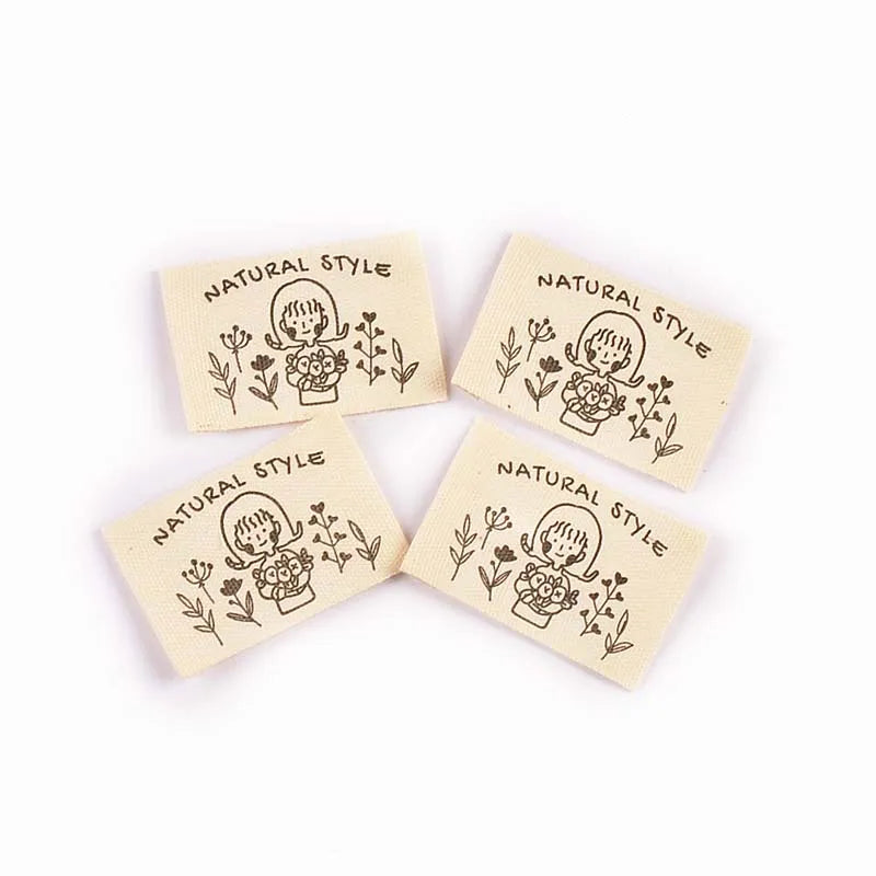 50pcs 28-52mm Mix Beige Rectangle Label For DIY Handmade Clothing Hat Decorative Sewing Accessories Flower Plant Patterns cp3820 Qme 50pcs 25x38mm