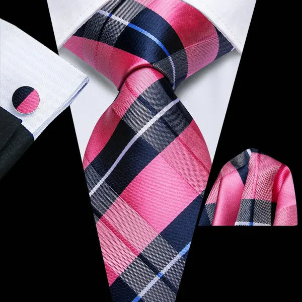 Professional Mens 3-Piece Suit Necktie Pocket Square Cufflinks Qme DPTH-HT-LDSN0132