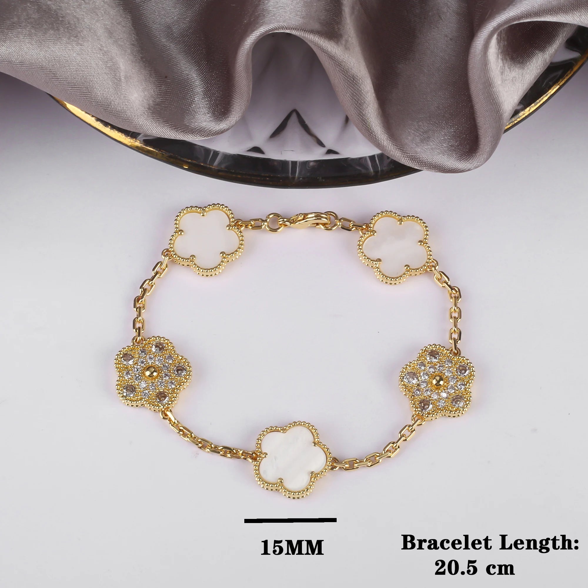 INS Hot Selling 15mm Natural Stone Five Leaf Flower Set Bracelet Necklace Flower Jewelry For Women Free Shipping For Daily Wear Qme 29 Silver