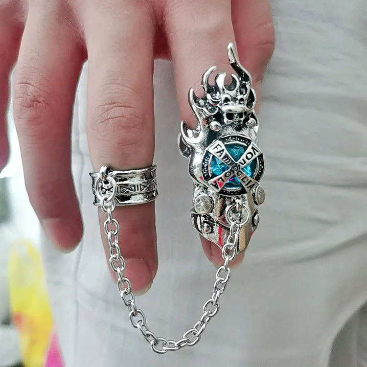 Fashion Japan Anime Hitman Reborn Joint Ring Gemstone Revolving Rings Cosplay Props Figure Toys Punk Gothic Fans Party Gifts Qme light blue