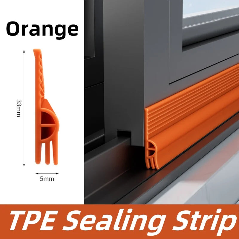 4/2M Window Soundproof Sealing Strip TPE Sliding Window Frame Edge Windproof Strip Door Sealing Gap Filled with Waterproof Strip Qme Orange 2m