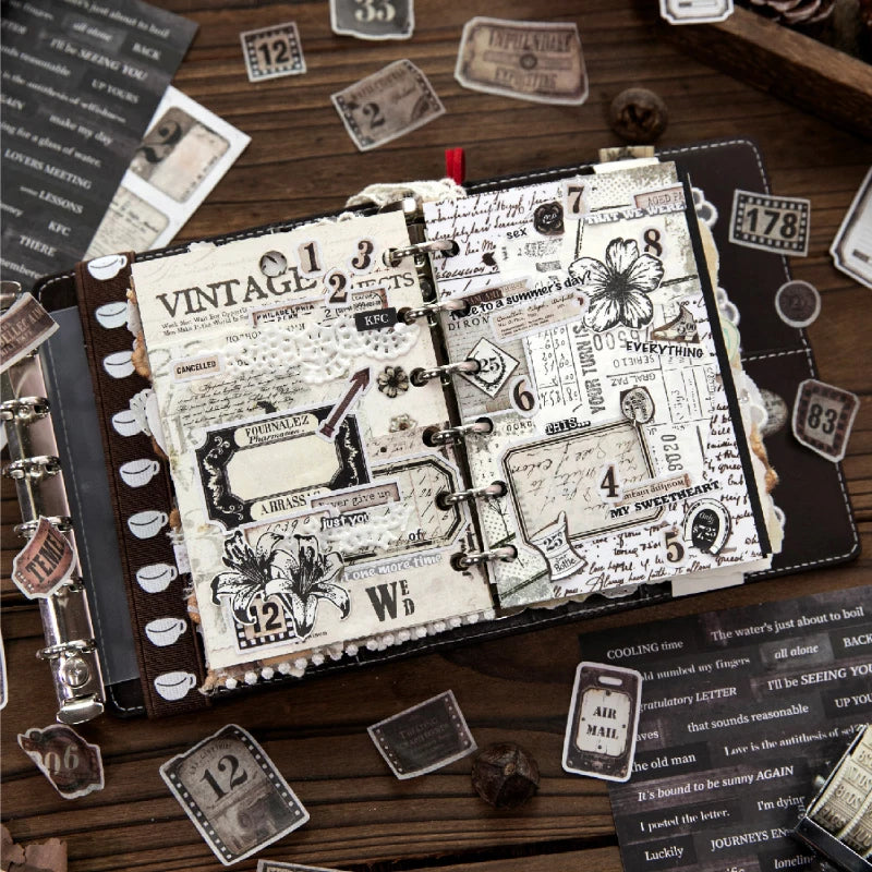 20/40 Pcs Vintage Label Die-Cutting Cartoon Stickers Book Scrapbooking Kit Journal Decor Supplies Aesthetics Stationery Decor Qme
