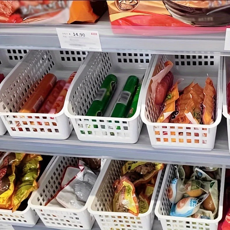 4pcs Stackable Storage Basket Set-Multifunctional Plastic Storage Box,Suitable for Books, Snacks,etc.Ideal Choice for Family Qme