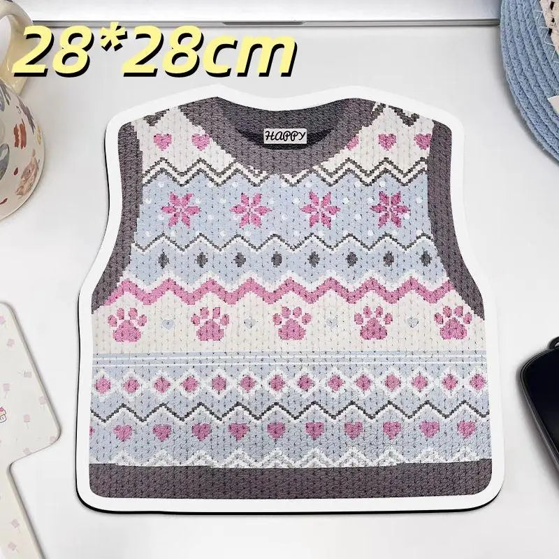 Desk Anti-slip Sweater Mouse Mat Simulated Printing Knitted Pad Cute Qme A4