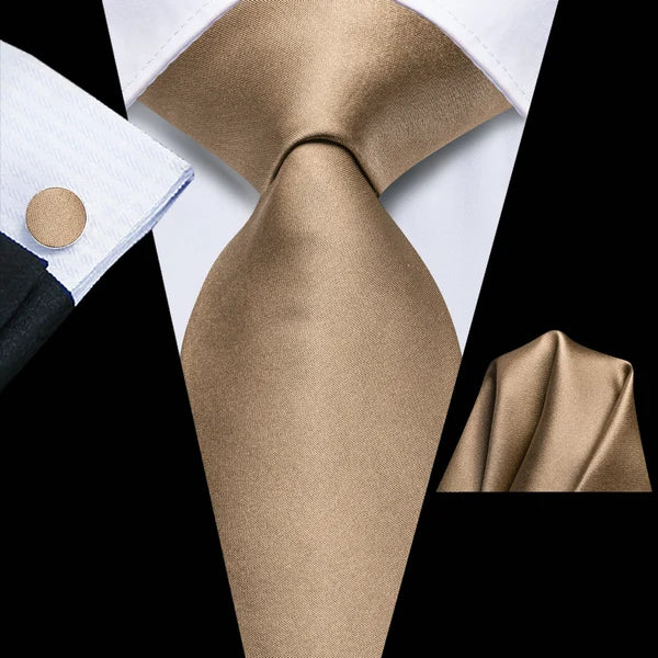 Tie Set for Men, 3-Piece Wedding Accessories with Cufflinks & Pocket Handkerchief, Striped/Floral Design Qme DPTH-LDSN3772