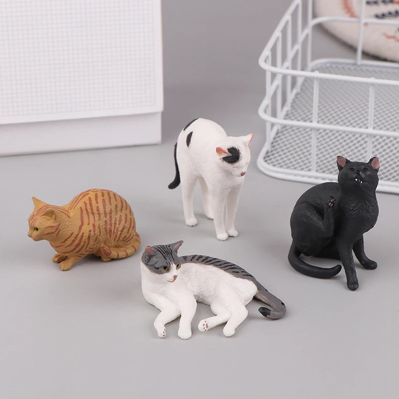 Mini Pet Cat Model Ornament Solid Simulation Animal Lying Orange Qme