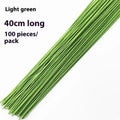 Wedding Home Decor Floral Wire Stems Artificial Green Flower Stem DIY Qme Light green