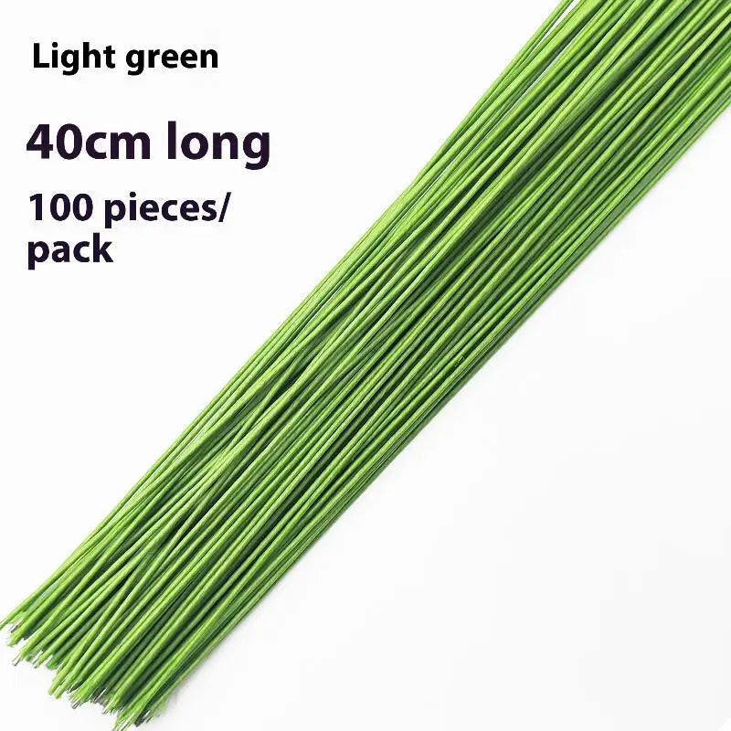 Wedding Home Decor Floral Wire Stems Artificial Green Flower Stem DIY Qme Light green