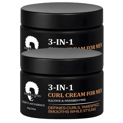 3-in-1 Curl Cream for Men, Sulfate & Paraben Free, Defines Curls & Tames Frizz, Smooth Styling Cream. Qme Smoothing & Straightening