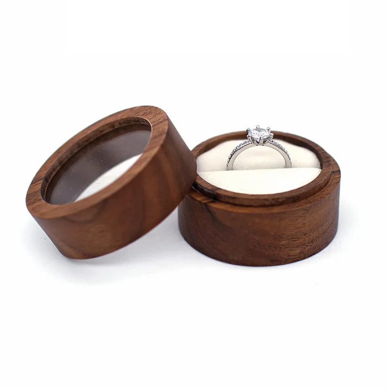 Hot Sale Solid Wood Jewelry Organizer (Black Walnut) - Jewelry Display for Earrings Couples Rings Jewelry Case Valentine Gift Qme Win-Round Wht Single
