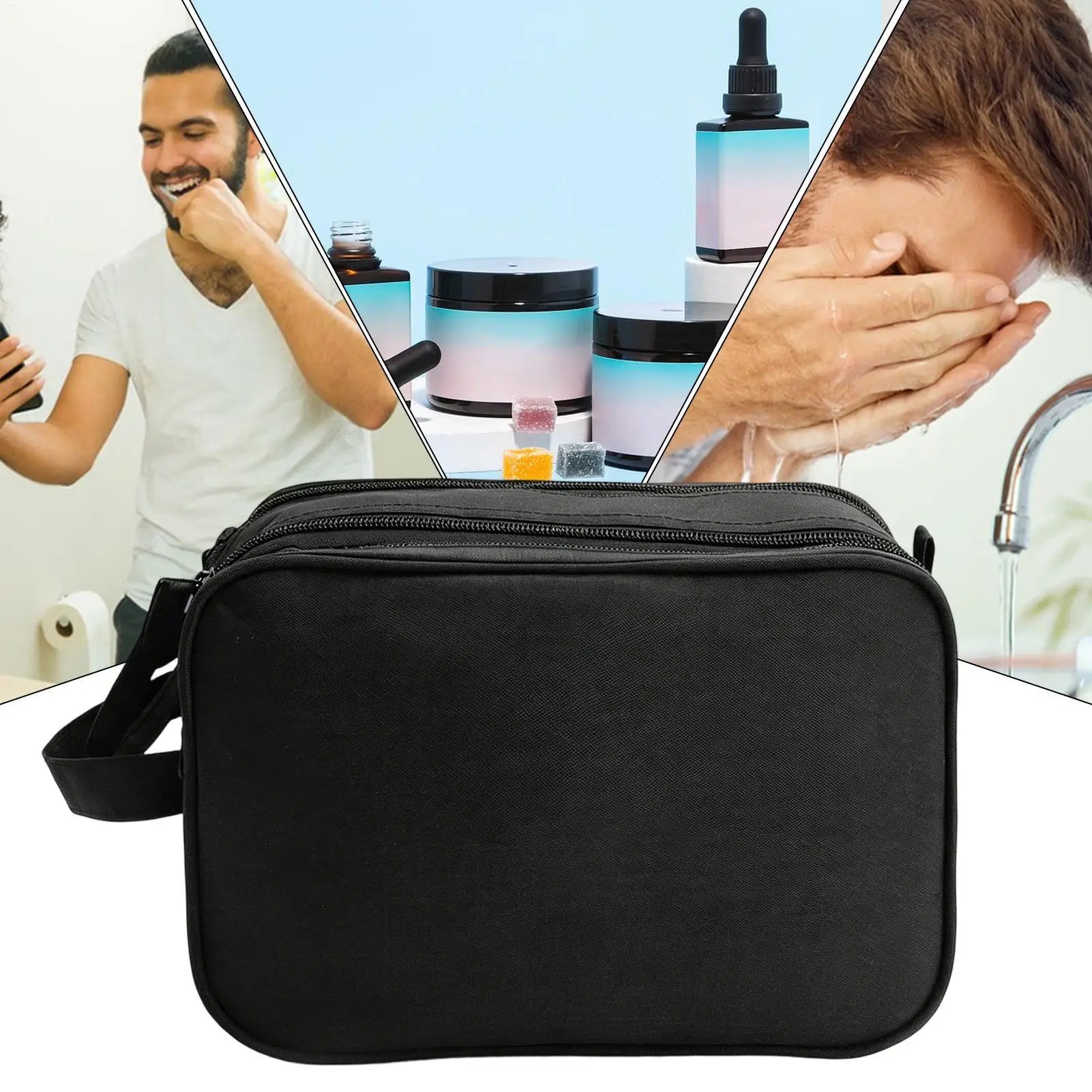 Travel Toiletry Bag Men Handle Multi-compartment Makeup Organizer Qme
